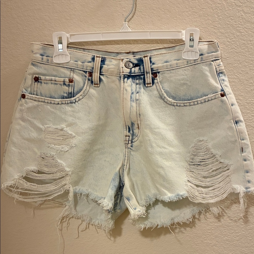 Abercrombie & Fitch Light Blue Distressed Jean Shorts